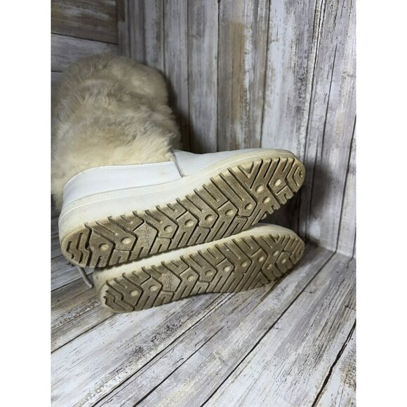 Vintage Pfister White Off Faux Fur Knee Boots size 6.5 - Picture 15 of 16